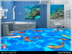 Biến phòng tắm thành bãi biển mini với tranh gạch 3D