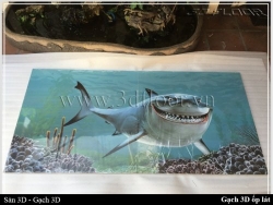 Gạch 3D ốp tường cá mập ngộ nghĩnh cho phòng của bé