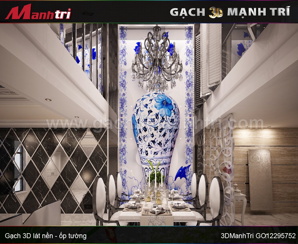 Mẫu thiết kế gạch 3D phòng ăn 1